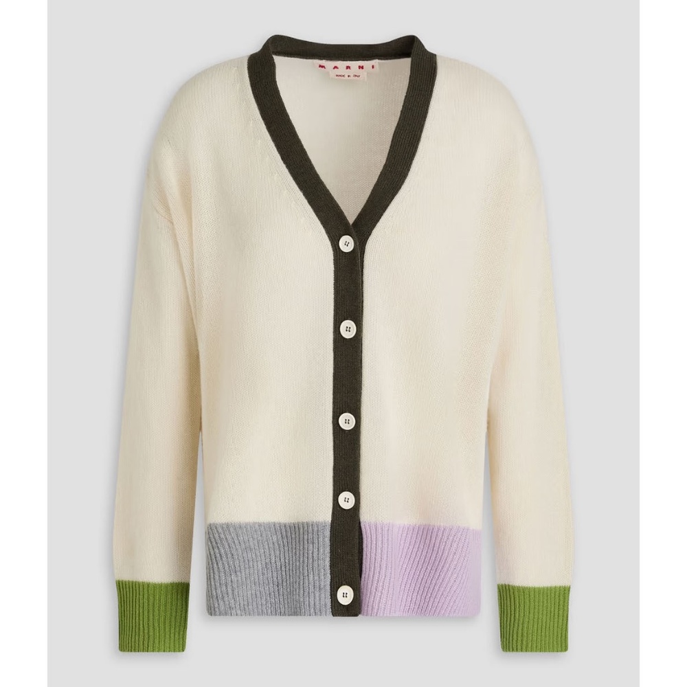 Marni Asymmetrical Cashmere Knit Cardigan XS